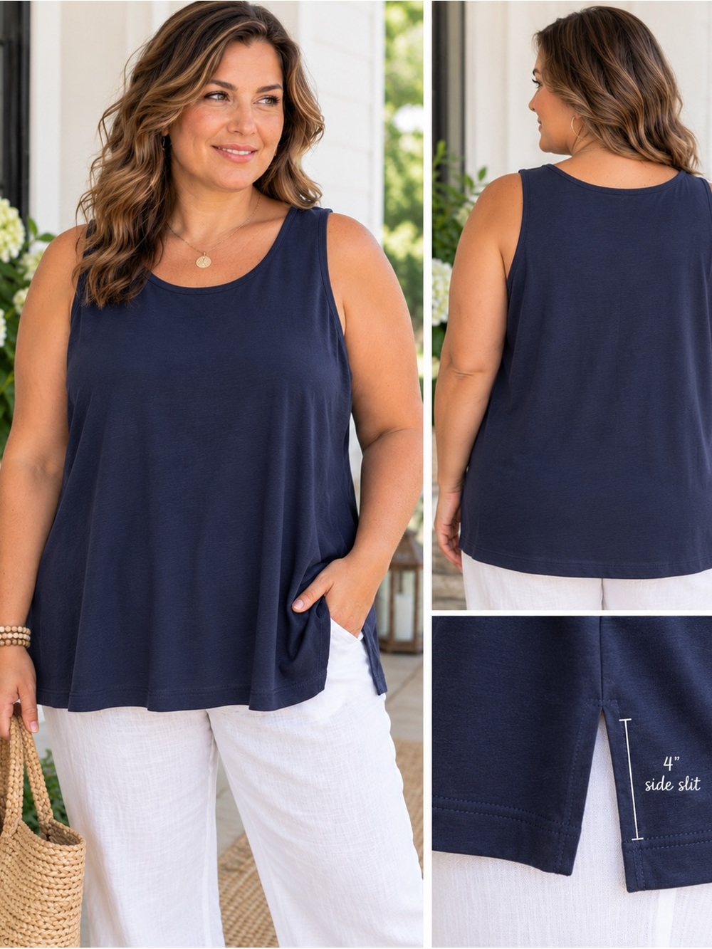 J.Jill Wherever Collection Navy Tank Top 3X NWT Stretch Layering Workwear